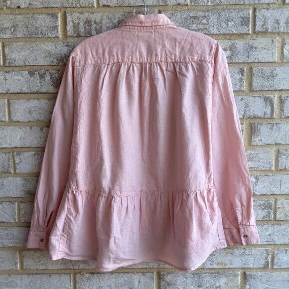 Holding Horses Long Dolman Sleeve Button Up 100% Linen Shirt Women's Size S - Picture 2 of 8